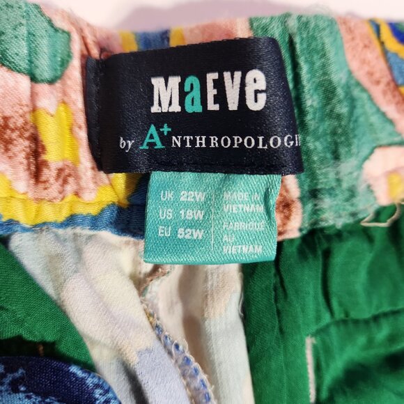 Anthropologie Maeve Rhiannon Satin Cropped Flare Pants Colorful Abstract Sz 18W - Picture 10 of 13